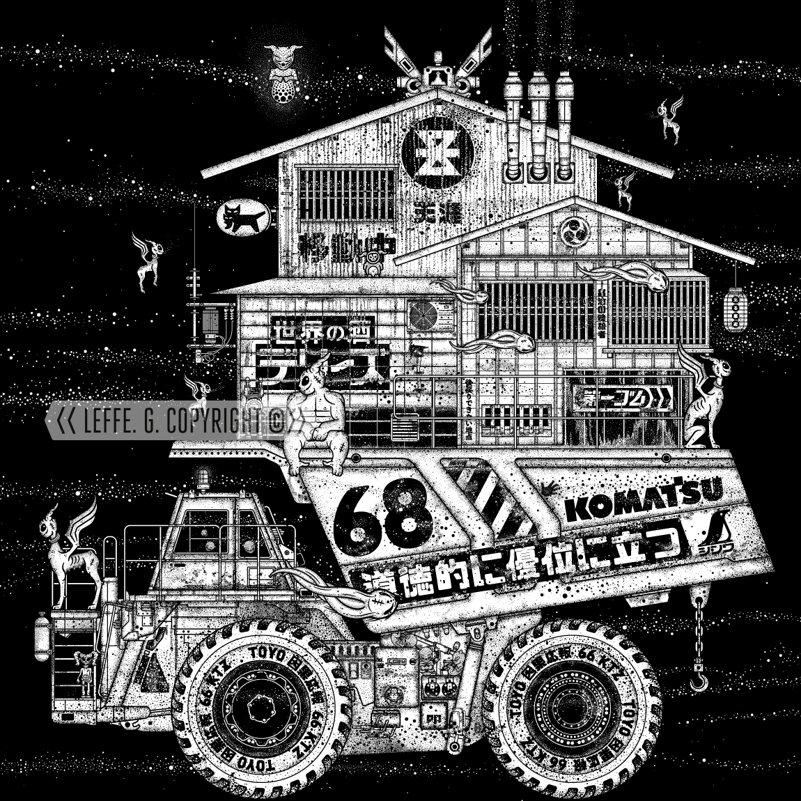 Dreaming Demons: Komatsu Dump truck Japan Giclée print by Leffe Goldstein. アートプリント。